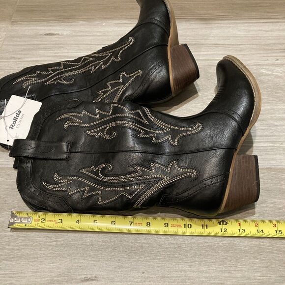 Rollda Women's Western Cowboy Fashion Boots Black US Size 8.5 Embroidered - Picture 4 of 11